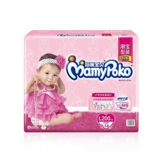 MamyPoko 妈咪宝贝 L 200片 女 瞬吸干爽 纸尿裤/尿不湿 9-14公斤